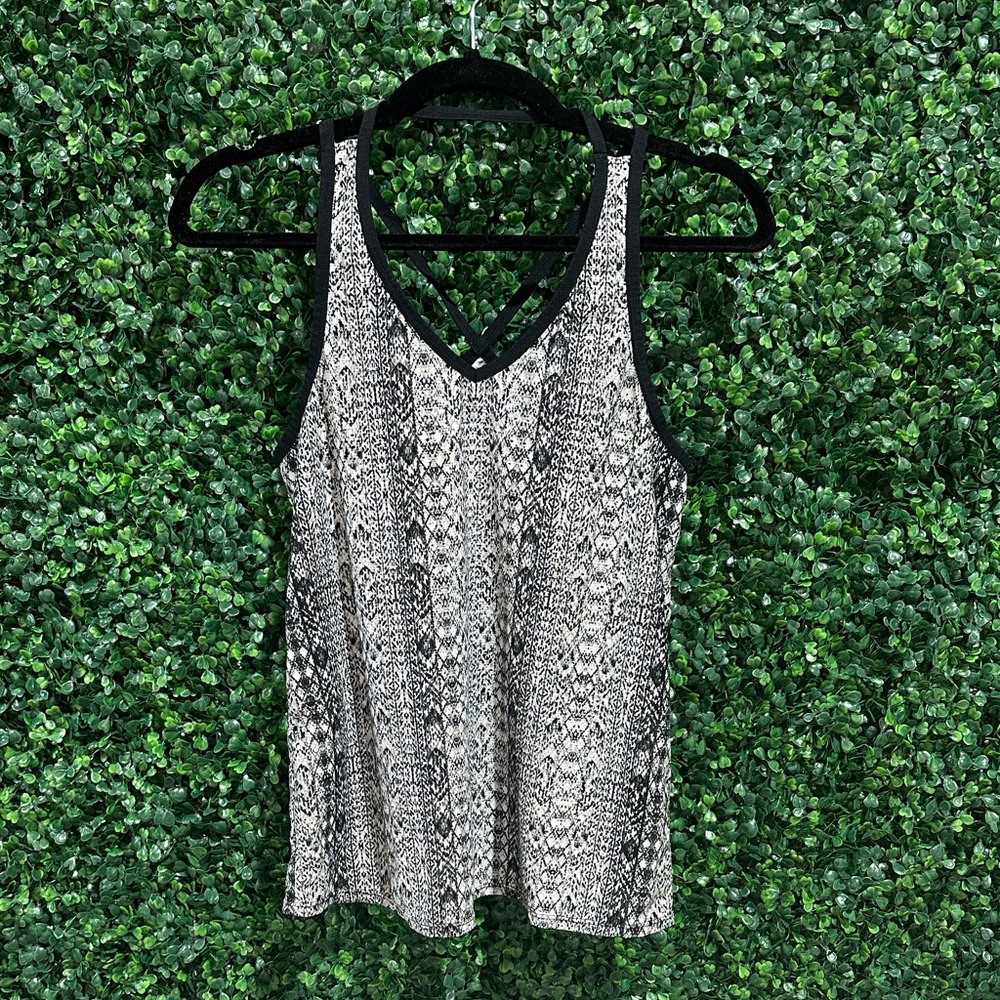 Athleta Black and White Patterned Tank Top Small